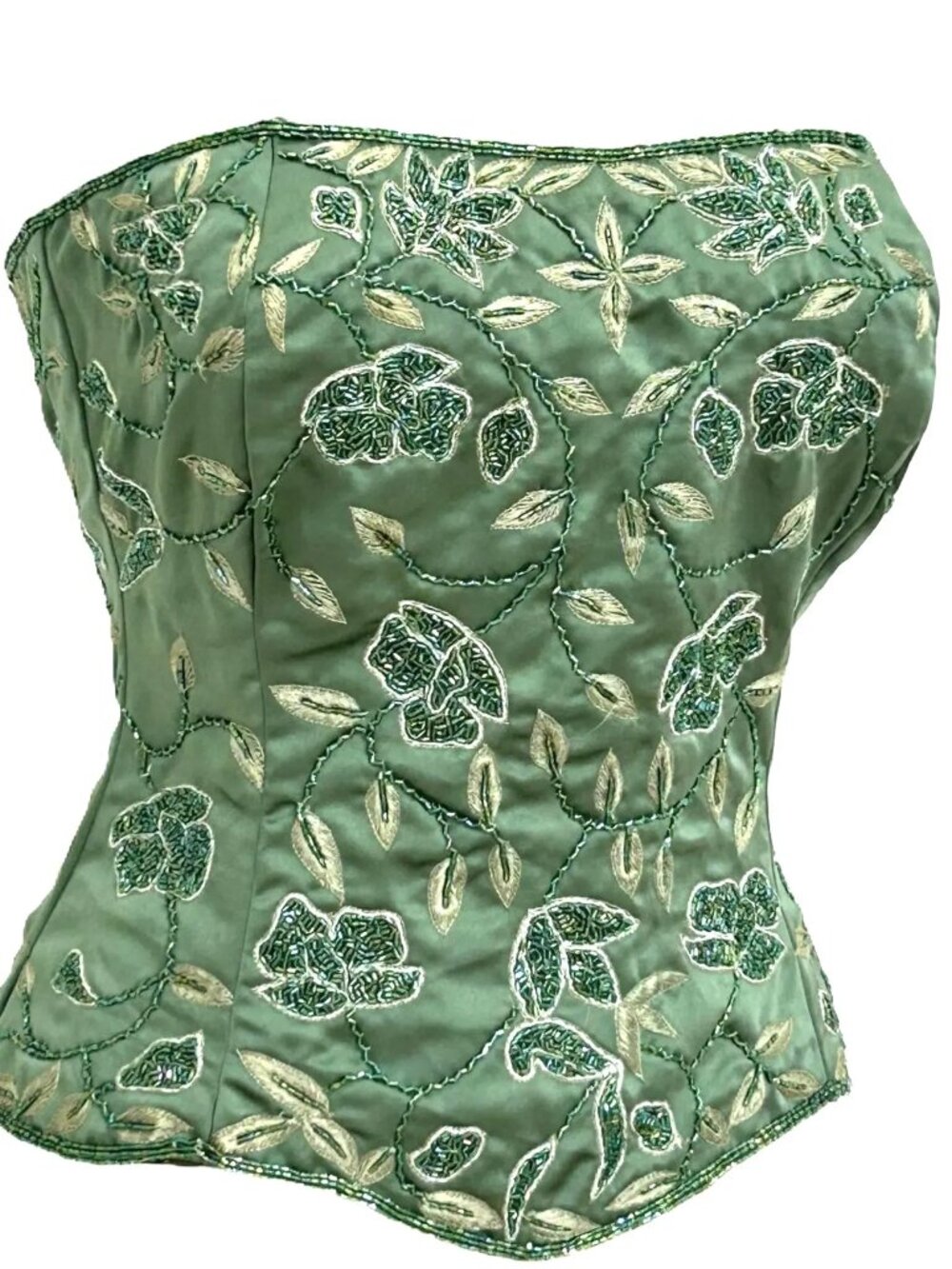 JASDEE VintageBustierCorset HandWork ThreadEmbroideryBeading onSatin Style F3153